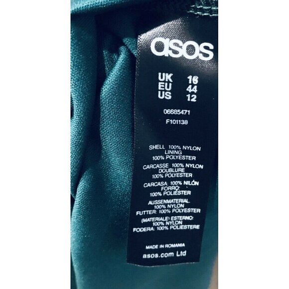 Asos Curve Dot Mesh Lace Twist Top Dress Ruffle Hem Green Holiday Womens Size 12 - Picture 7 of 7